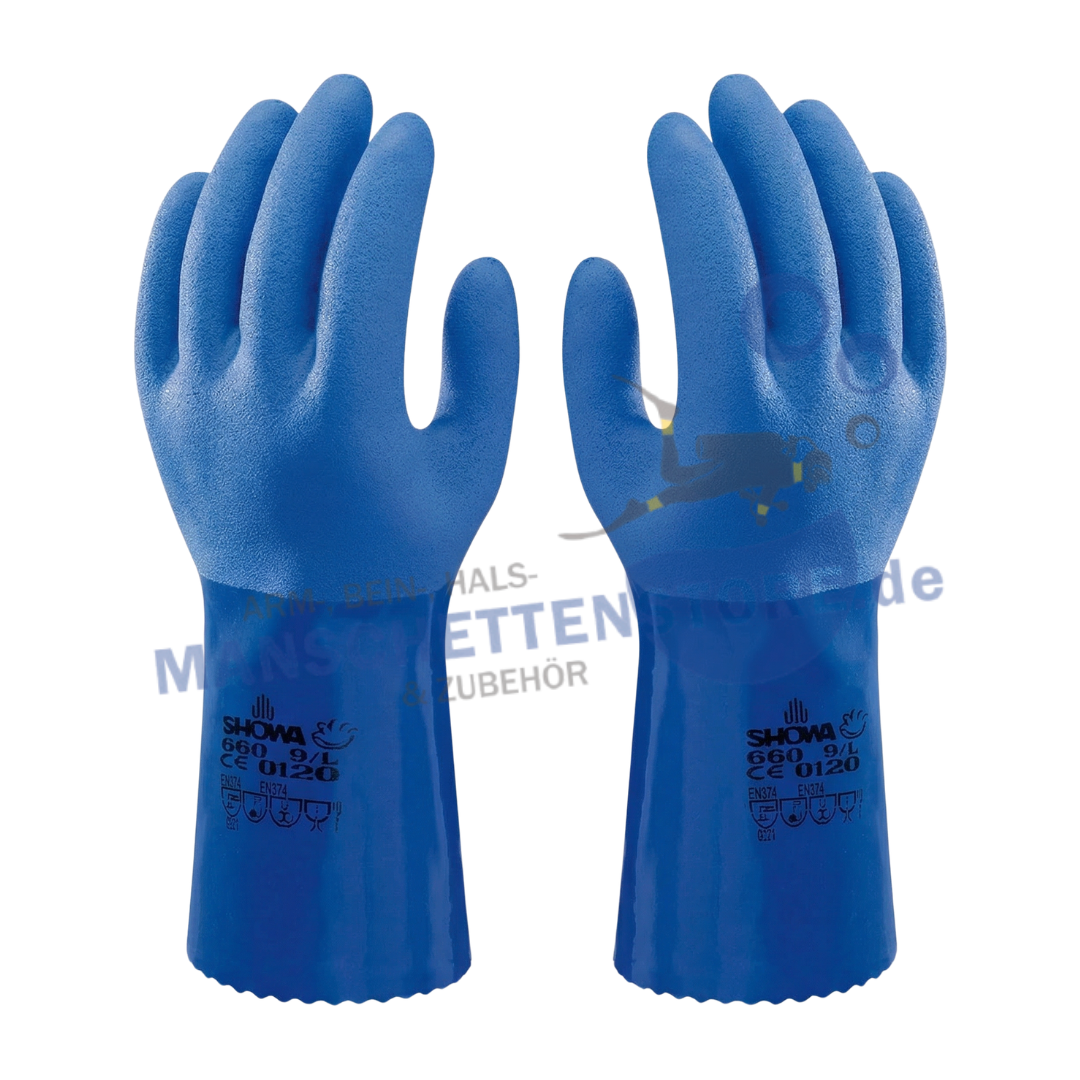 Showa 660 Chemikalienschutzhandschuhe PVC – Ölbeständig, Säurefest, Industrie 9/L 60 Paare