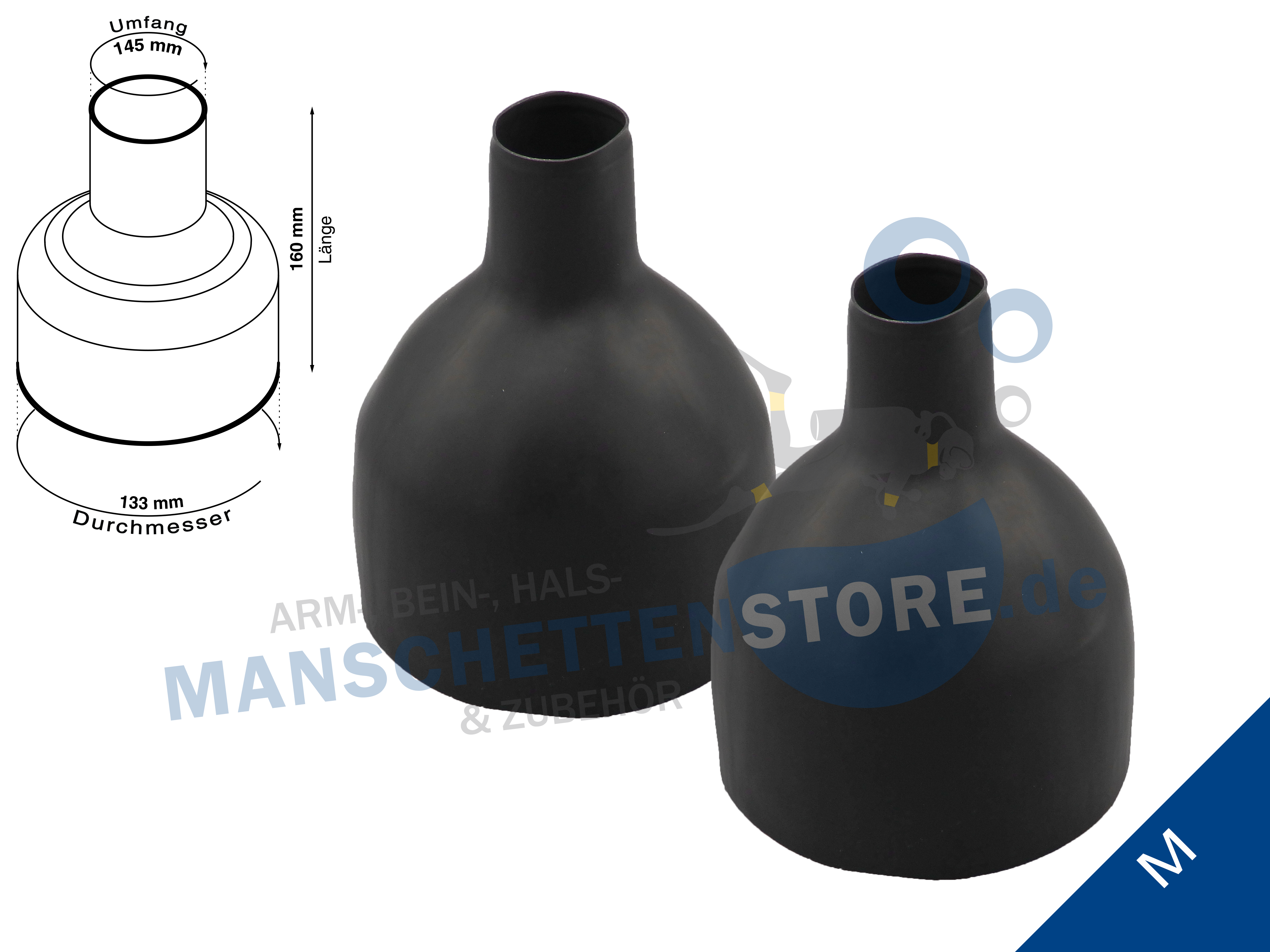 1 Paar Latex Beinmanschetten Flaschenform 42cm Größe M